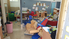  صور: تخريب احدى الروضات العربية للتعليم الخاص في مدينة اللد 